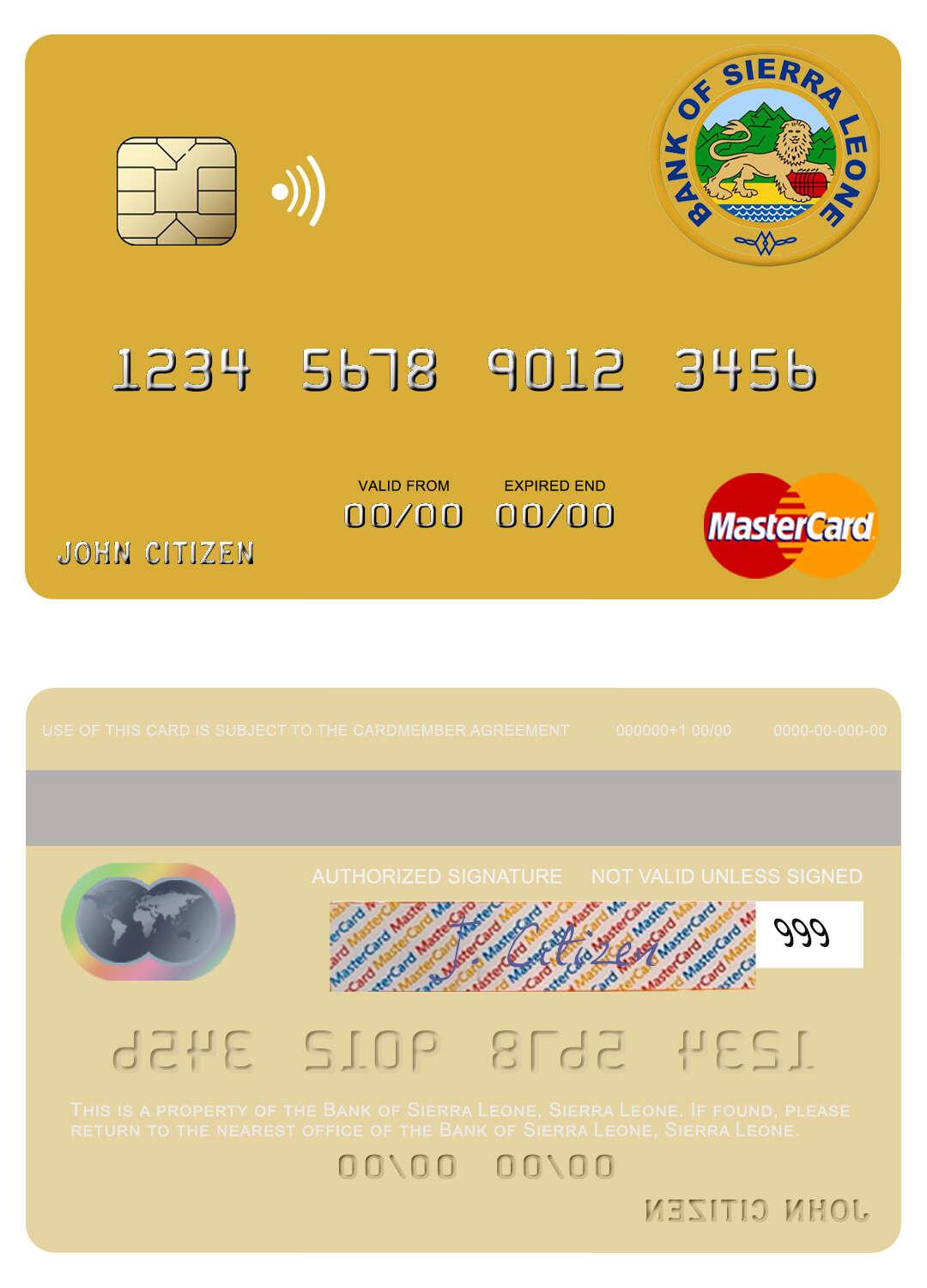 Download Sierra Leone Bank of Sierra Leone  mastercard Photoshop template